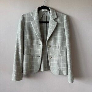 MaxMara Women’s Gray and White Wool and Cashmere ‎Check Blazer Size 6